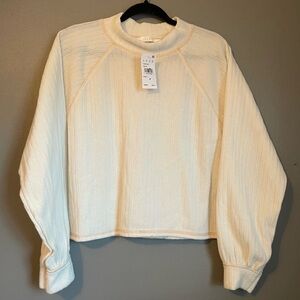 NWT Lush Sz Large Women’s Cream Mock-neck Long Sleeve Sweater Blouse Top Ret $25
